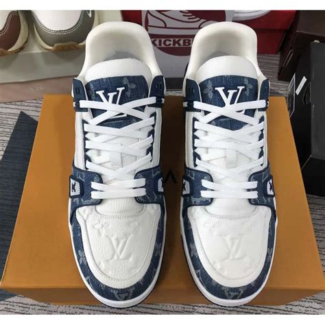 louis vuitton sneaker blue white|louis vuitton trainer sneaker blue.